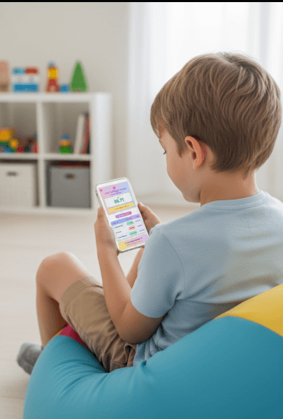 Child using epiggy.app Virtual piggy bank on smartphone